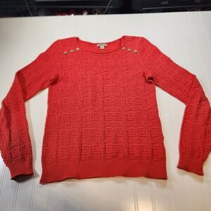 Lucky Brand Small Red Long Sleeve Sweater With Buttons 23.7329